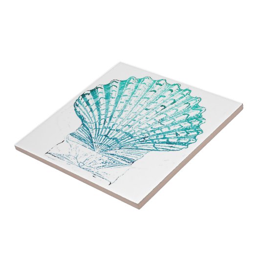 kustkreeft blauwgroen blauwe waterverf zeeschildpa tegeltje (Zijkant)