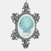 kustkreeft blauwgroen blauwe waterverf zeeschildpa tin sneeuwvlok ornament (Links)