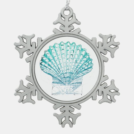 kustkreeft blauwgroen blauwe waterverf zeeschildpa tin sneeuwvlok ornament (Voorkant)