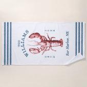 Kustkreeft familie vakantie aan zee strandlaken (Voorkant)