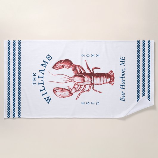 Kustkreeft familie vakantie aan zee strandlaken (Voorkant)