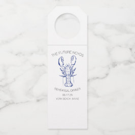 Kustkreeft huwelijksrepetie diner sticker flessenhanger