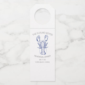 Kustkreeft huwelijksrepetie diner sticker flessenhanger