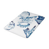 kustkreeft indigo blauwe oceaan waterverf seashell badmat (Gekanteld)