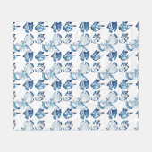 kustkreeft indigo blauwe oceaan waterverf seashell fleece deken (Voorkant (Horizontaal))