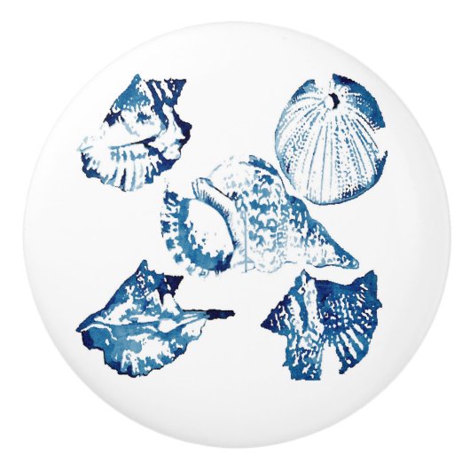 kustkreeft indigo blauwe oceaan waterverf seashell keramische knop (Voorkant)