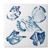 kustkreeft indigo blauwe oceaan waterverf seashell tegeltje (Voorkant)