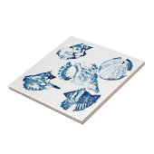 kustkreeft indigo blauwe oceaan waterverf seashell tegeltje (Zijkant)