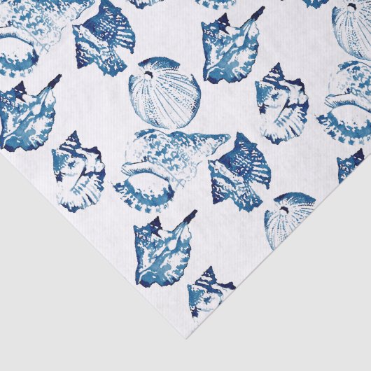 kustkreeft indigo blauwe oceaan waterverf seashell tissuepapier (Detail)