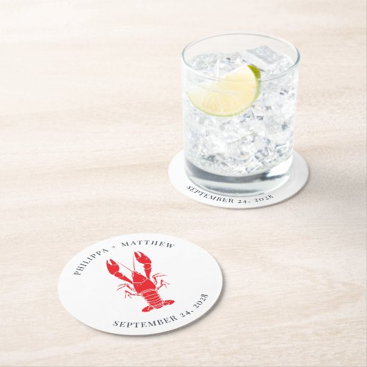 Kustkreeft Kookt Strandbruiloft Ronde Kartonnen Onderzetter (Insitu)