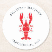 Kustkreeft Kookt Strandbruiloft Ronde Kartonnen Onderzetter (Voorkant)