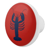 Kustkreeft Marine Blauw en Rood Nautische Kleuren Keramische Knop (Rechts)