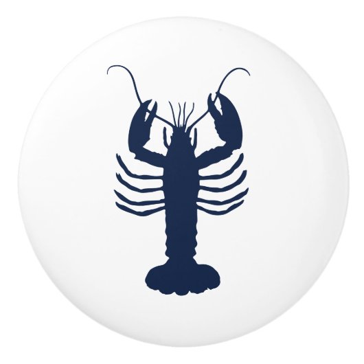 Kustkreeft Navy blauw en wit Keramische Knop (Voorkant)