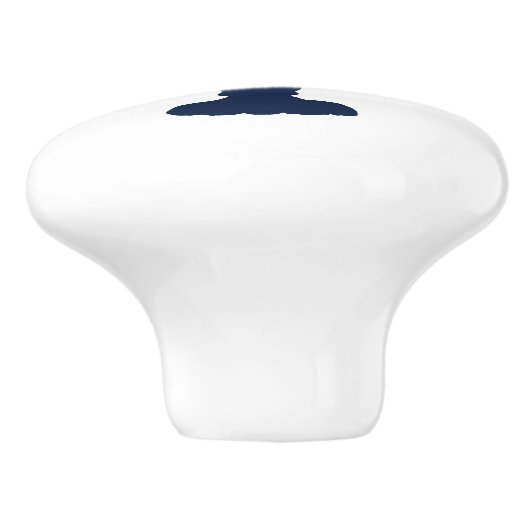 Kustkreeft Navy blauw en wit Keramische Knop (Zijkant)