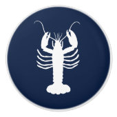 Kustkreeft Navy blauw en wit Keramische Knop (Voorkant)