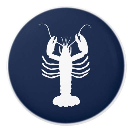 Kustkreeft Navy blauw en wit Keramische Knop (Voorkant)
