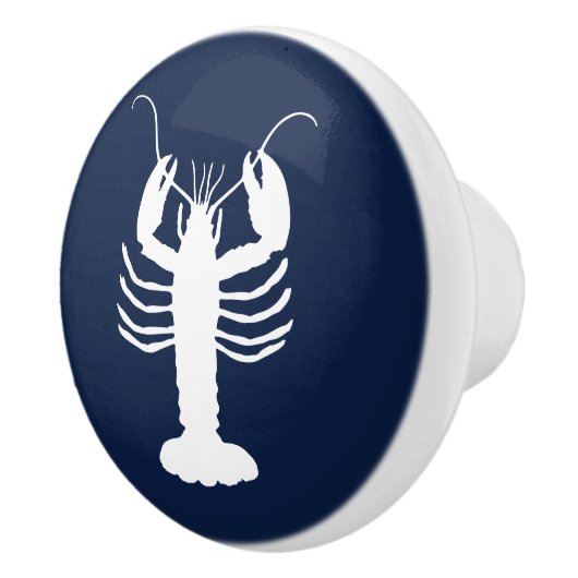 Kustkreeft Navy blauw en wit Keramische Knop (Rechts)