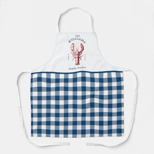 Kustkreeft Navy Gingham Schort (Voorkant)