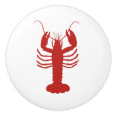 Kustkreeft rood en wit keramische knop (Voorkant)