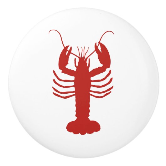 Kustkreeft rood en wit keramische knop (Voorkant)