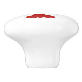 Kustkreeft rood en wit keramische knop (Zijkant)