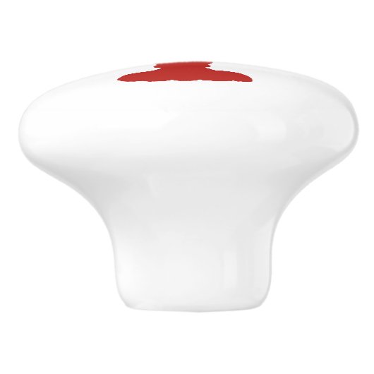 Kustkreeft rood en wit keramische knop (Zijkant)