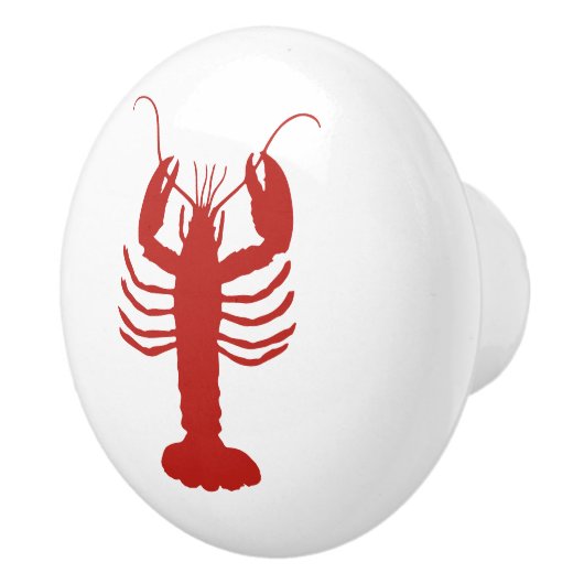 Kustkreeft rood en wit keramische knop (Rechts)