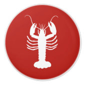 Kustkreeft rood en wit keramische knop (Voorkant)