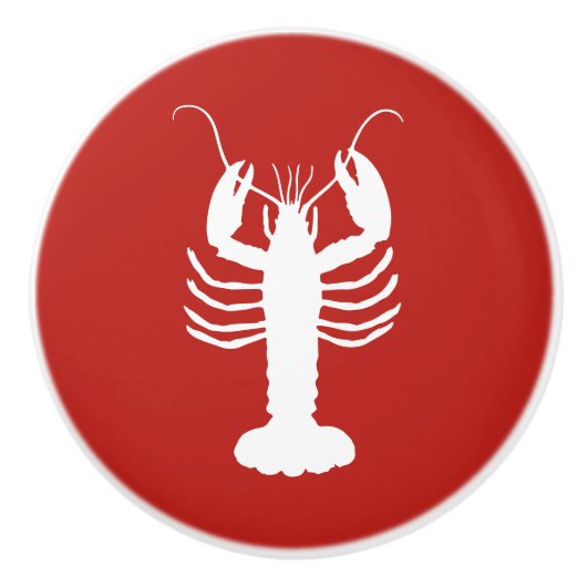 Kustkreeft rood en wit keramische knop (Voorkant)