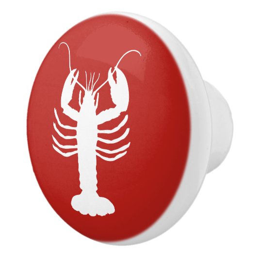 Kustkreeft rood en wit keramische knop (Rechts)