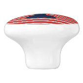 Kustkreeft Rood Wit en Blauw Nautische Streep Keramische Knop (Zijkant)