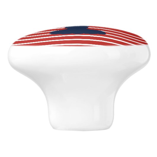 Kustkreeft Rood Wit en Blauw Nautische Streep Keramische Knop (Zijkant)