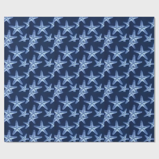 kustkreeft rustisch zeeblauwe zeester cadeaupapier (Vlak)