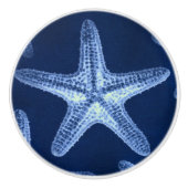 kustkreeft rustisch zeeblauwe zeester keramische knop (Voorkant)