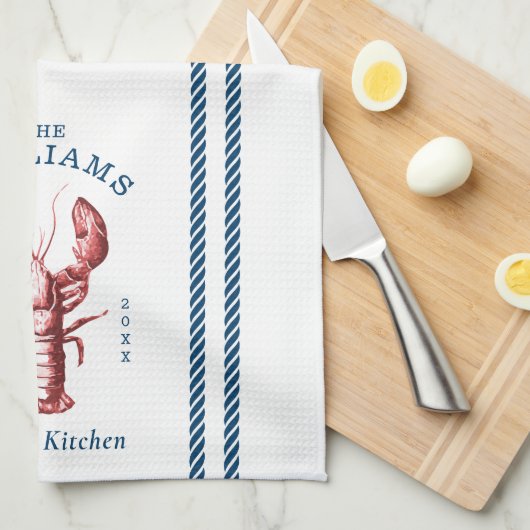 Kustkreeft strand huis familienaam theedoek (Quarter Fold)