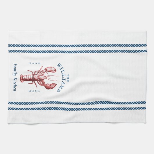 Kustkreeft strand huis familienaam theedoek (Horizontaal)
