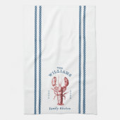 Kustkreeft strand huis familienaam theedoek (Verticaal)