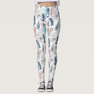 Kustkreeft Zeevruchten Blauwe Perzik Nautilus Leggings