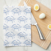 Kustkreeftenblauw en witte krabben theedoek (Quarter Fold)