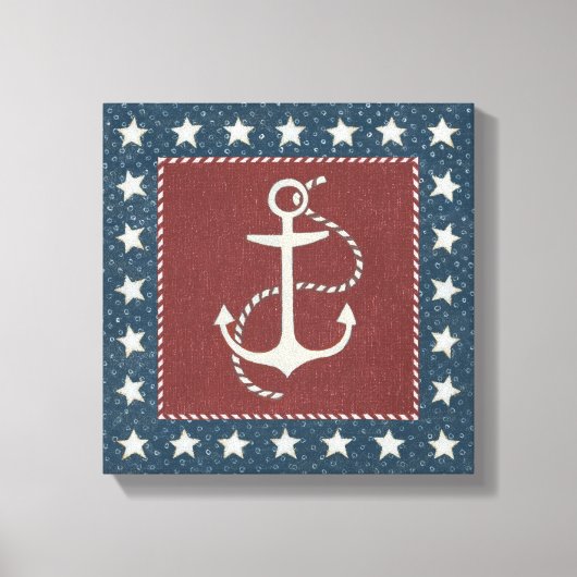 Kustkunst | Anchor op rood Canvas Afdruk (Voorkant)