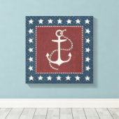Kustkunst | Anchor op rood Canvas Afdruk (Insitu (Houten vloer))