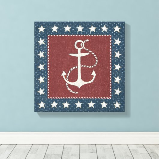 Kustkunst | Anchor op rood Canvas Afdruk (Insitu (Houten vloer))
