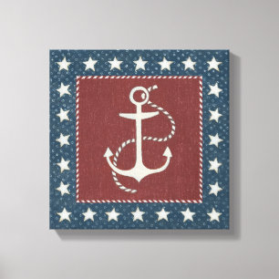 Kustkunst   Anker op rood Canvas Afdruk