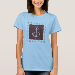 Kustkunst Anker op rood T-shirt