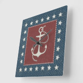 Kustkunst | Anker op rood Vierkante Klok (Hoek)