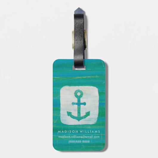 Kustkunst | Aqua Anchor Bagagelabel (Achterkant verticaal)