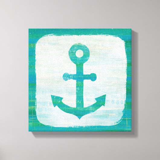 Kustkunst | Aqua Anchor Canvas Afdruk (Voorkant)