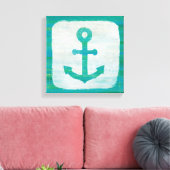 Kustkunst | Aqua Anchor Canvas Afdruk (Insitu (Woonkamer))