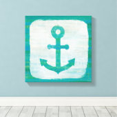 Kustkunst | Aqua Anchor Canvas Afdruk (Insitu (Houten vloer))