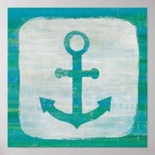 Kustkunst   Aqua Anchor Poster